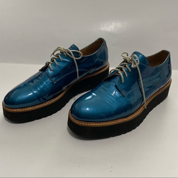 RON White Wedges Turquoise Patent Shoes Size 38 - Picture 10 of 16